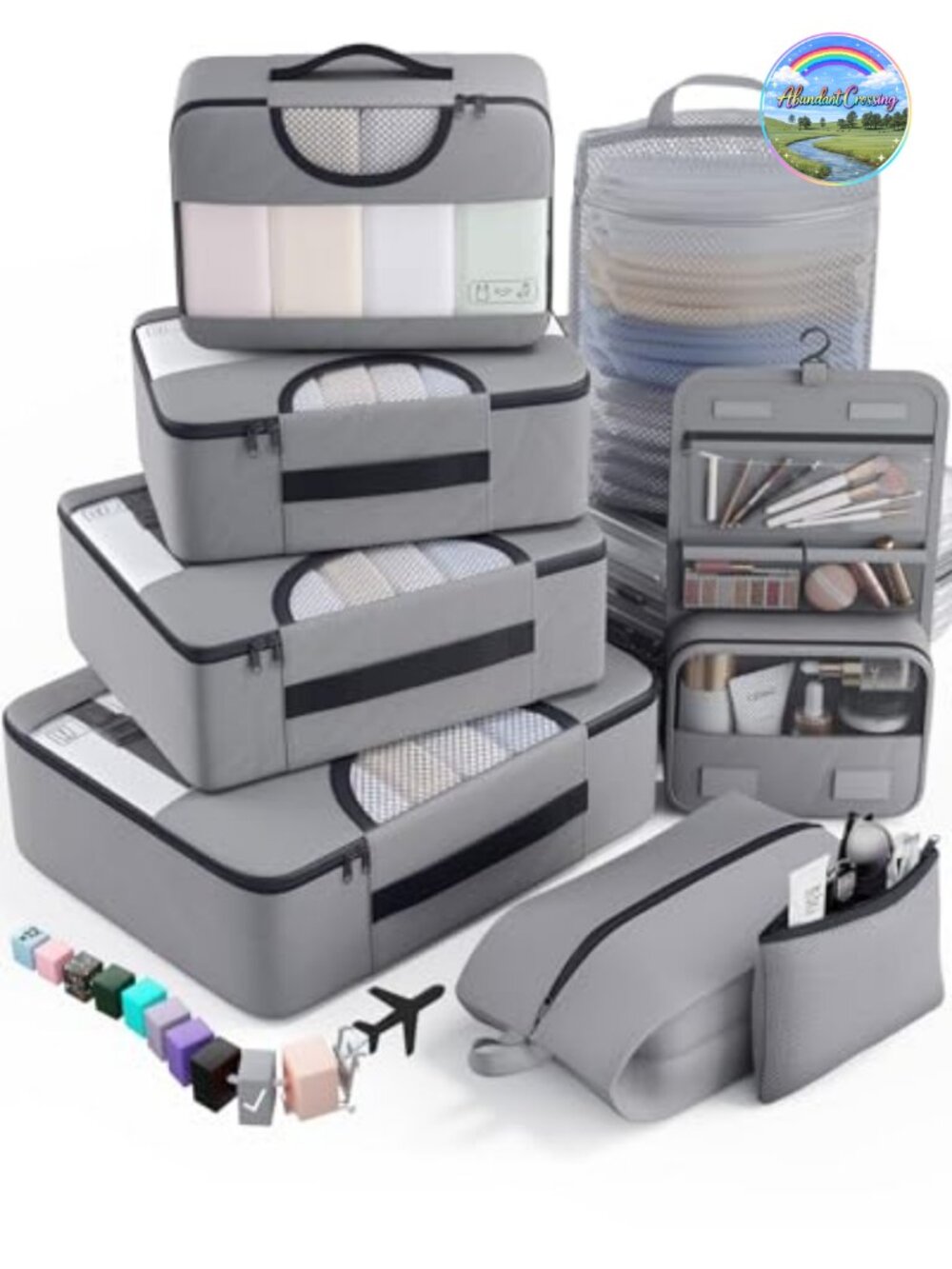 8-Piece Packing Cubes Set with Toiletry & Shoe Bags, Travel Organizer
